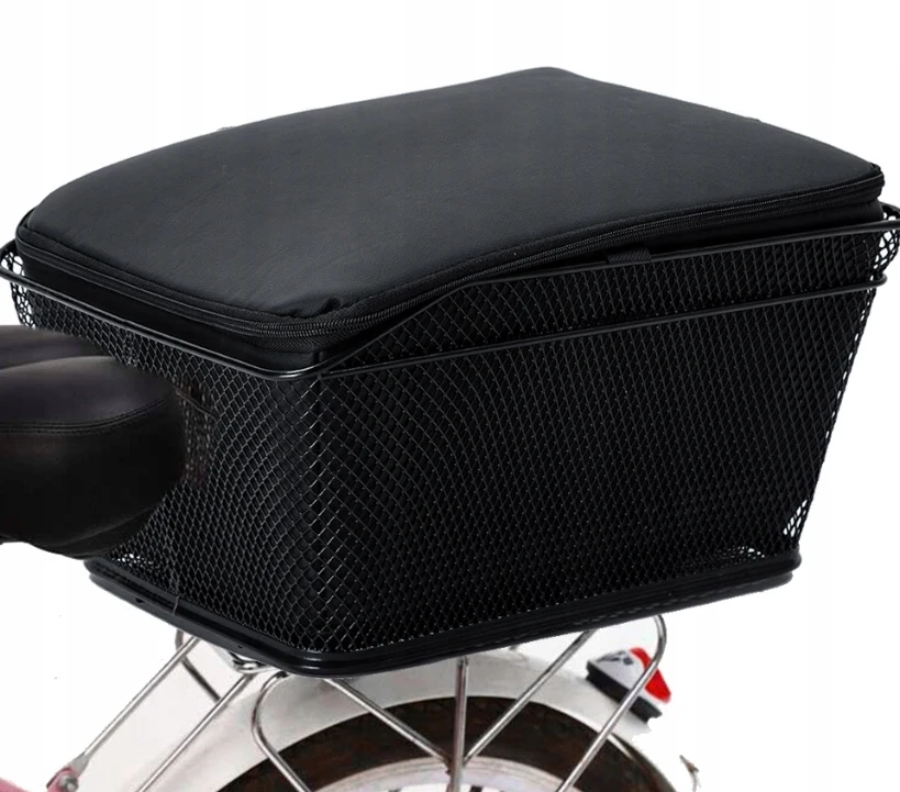 Waterproof Rear Bike Basket 10kg – Black Foldable Bicycle Cargo Rack Bag, Quick Release, 20L for Shopping & Storage