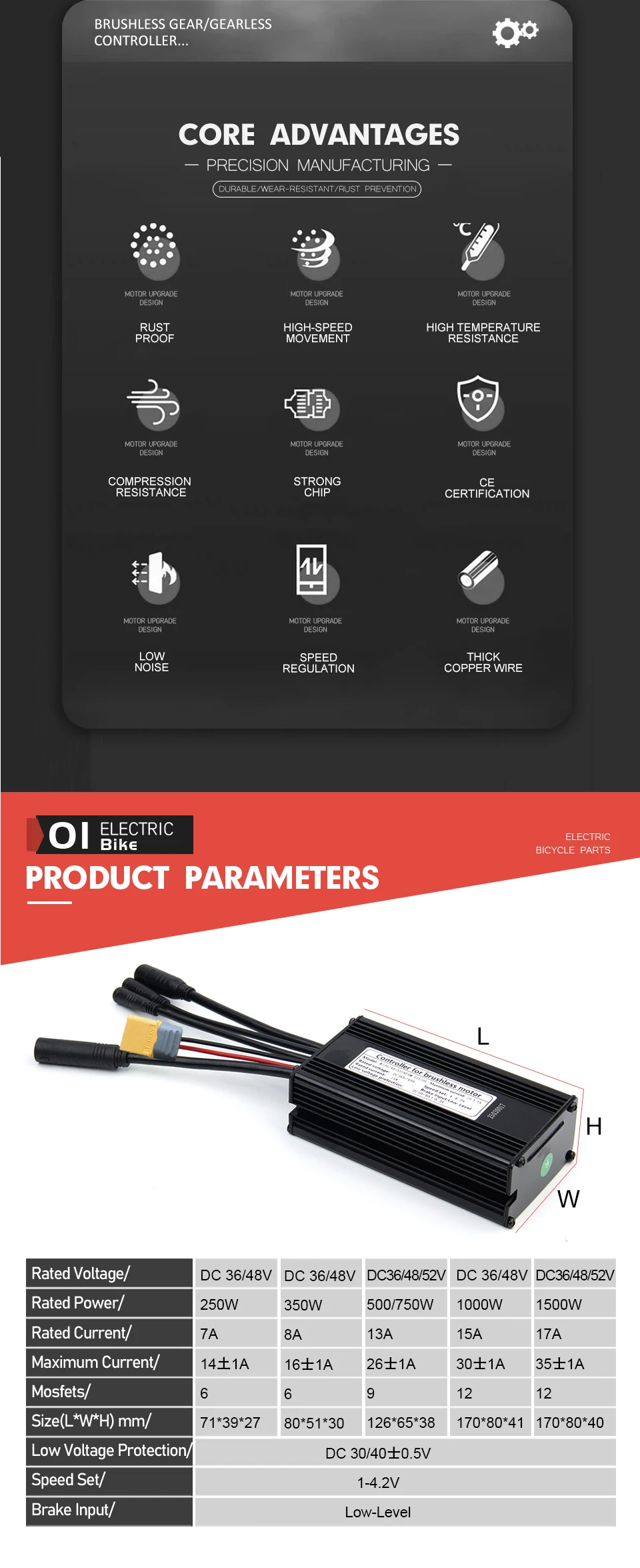 KT Ebike Sinewave Waterproof Controller 36V48V 250W350W500W1000W1500W LCD5 TF01U Display Electric Bicycle Conversion Kit Parts