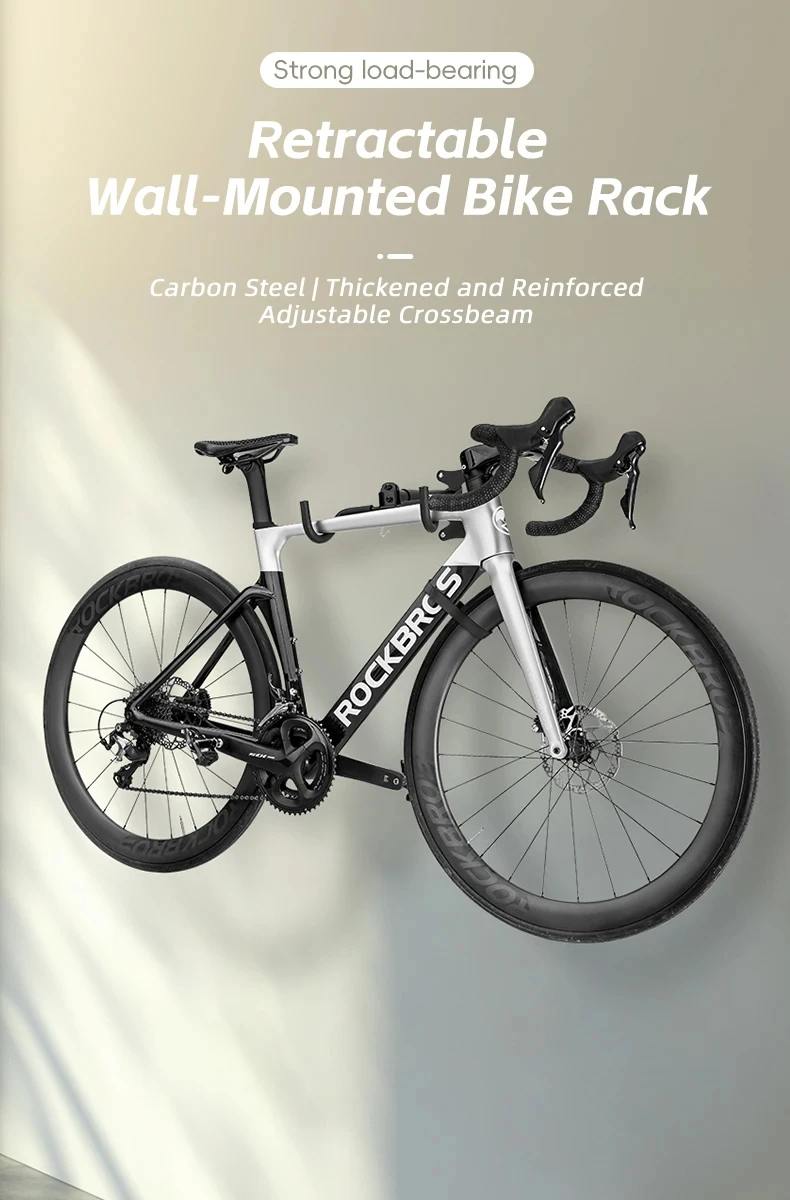 ROCKBROS Local Ship Bike Rack Wall Mount Garage Home Adjustable Rack Horizontal Bike Hook Thickened Reinforced Bike Holder