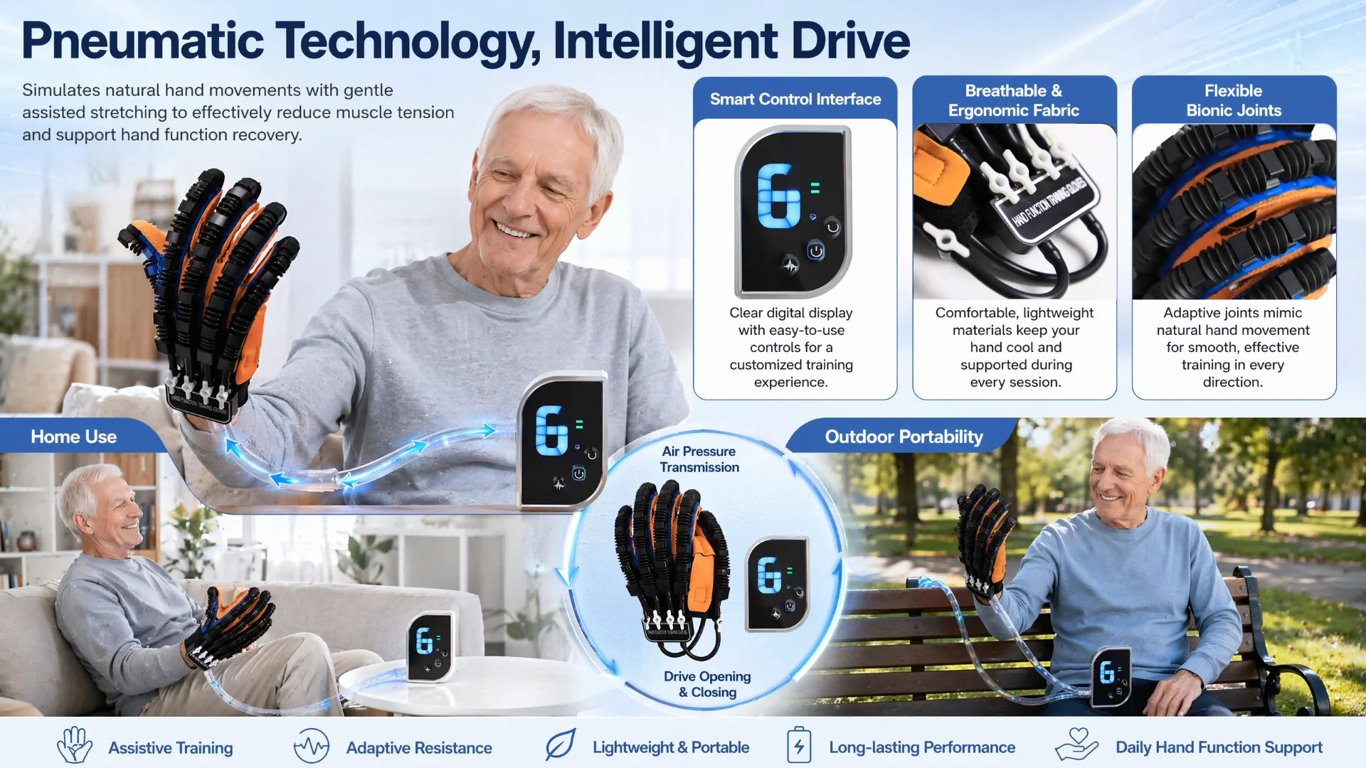 Smart Robotic Training Glove for Hand Exercise Electric Finger Flexibility Workout Device Home Fitness Tool