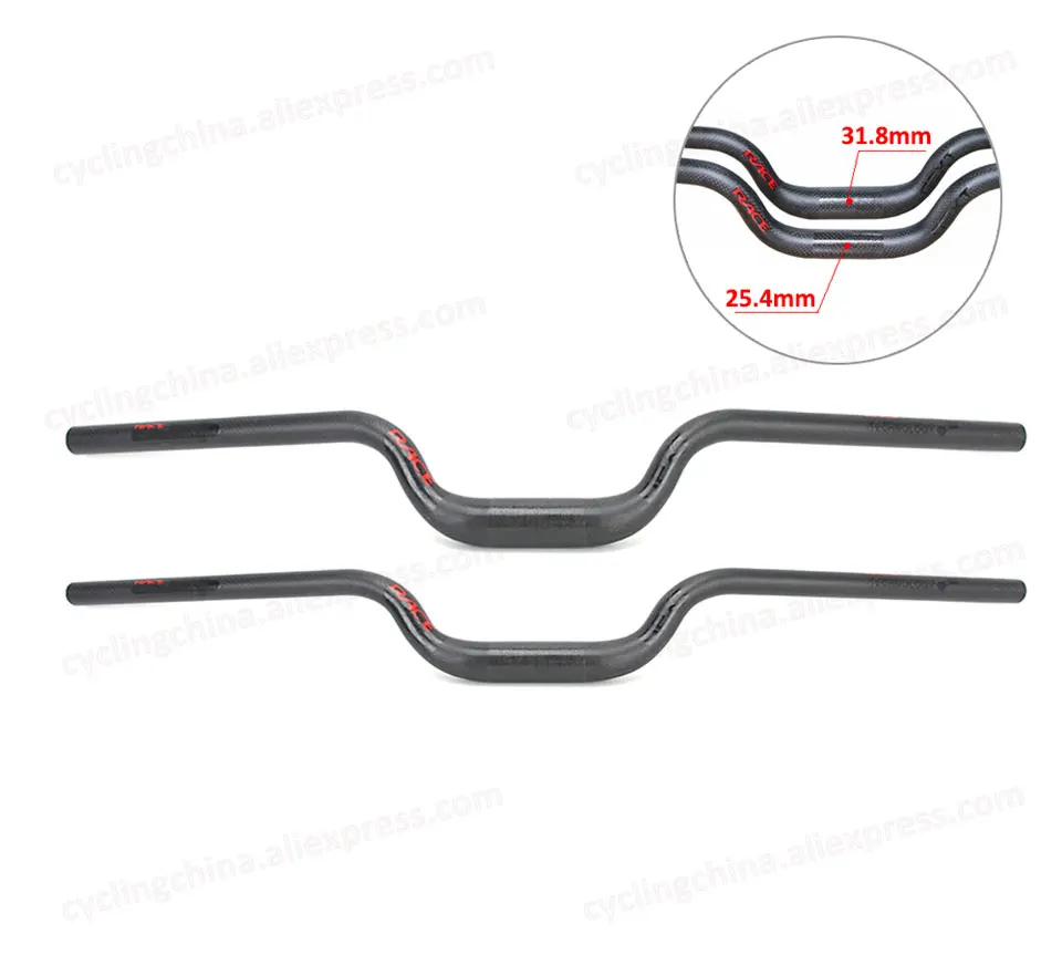 Race Face Next Mountain/Folded Bike 3K Matte Full Carbon Fibre U Shape Bike Handlebar Bright Logo Clamp 25.4/31.8mm Bike Parts