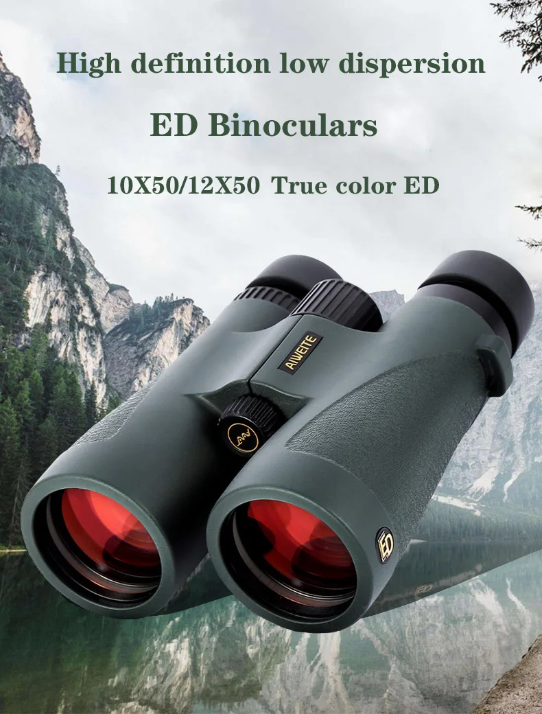 Professional ED Lens 10X50/12X50 Binoculars High Reflective SMC IPX7 Waterproof Bak4 Optics Telescope Low Dispersion For Hunting