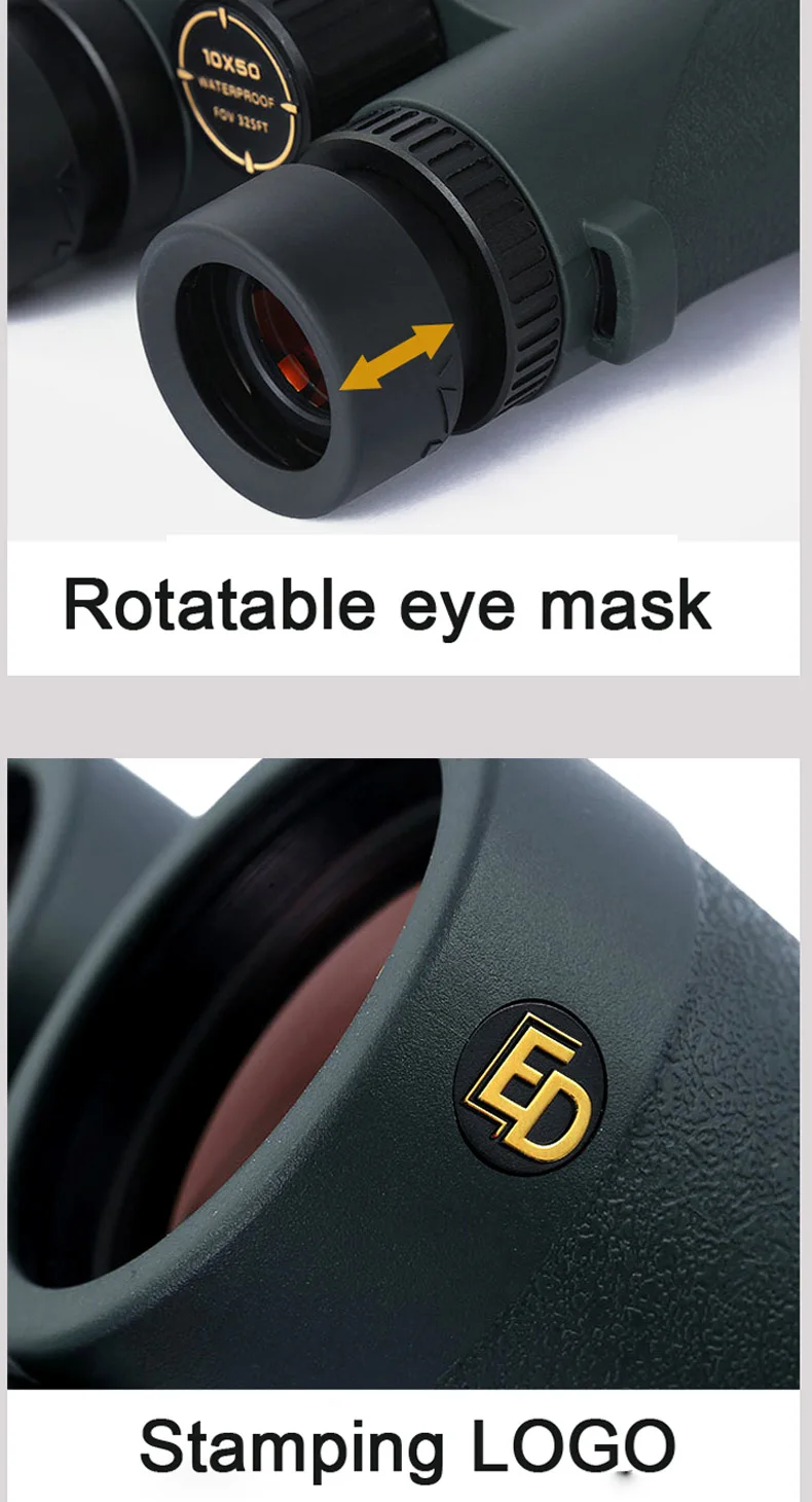 Professional ED Lens 10X50/12X50 Binoculars High Reflective SMC IPX7 Waterproof Bak4 Optics Telescope Low Dispersion For Hunting