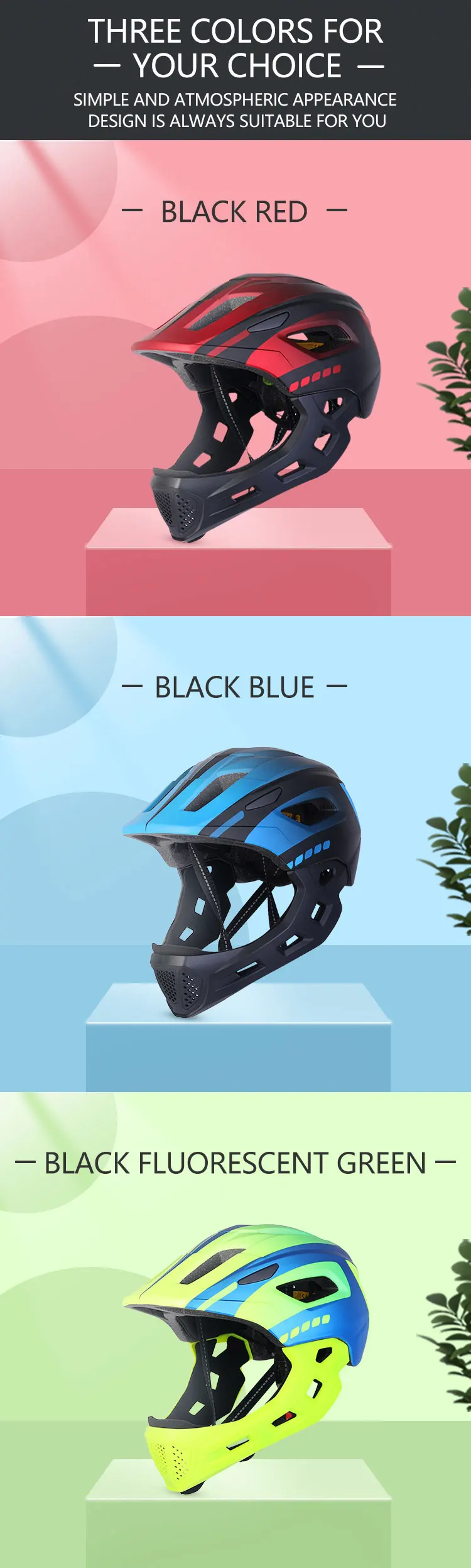 Eastinear2023 High Quality Children's Bicycle Helmet Full Face Detachable Outdoor Sports Skateboard Roller Skating Riding Helmet