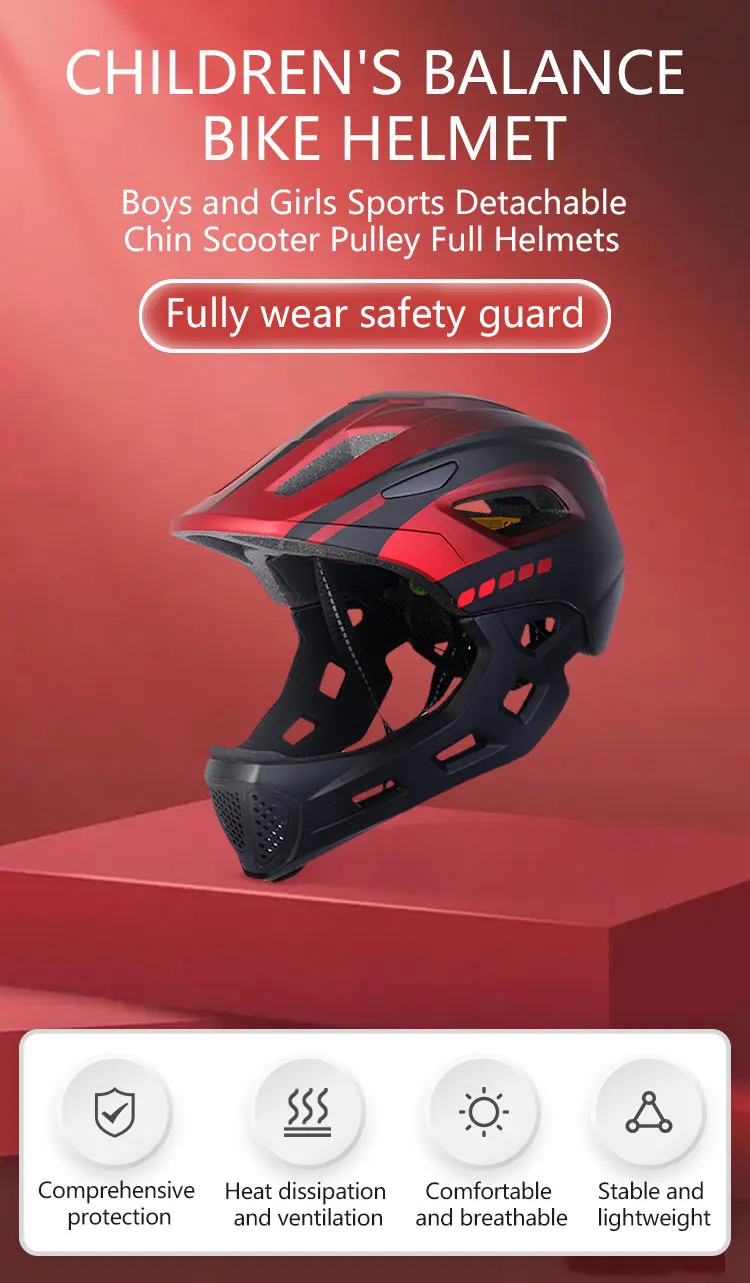 Eastinear2023 High Quality Children's Bicycle Helmet Full Face Detachable Outdoor Sports Skateboard Roller Skating Riding Helmet