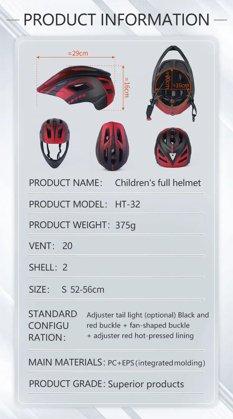 Eastinear2023 High Quality Children's Bicycle Helmet Full Face Detachable Outdoor Sports Skateboard Roller Skating Riding Helmet