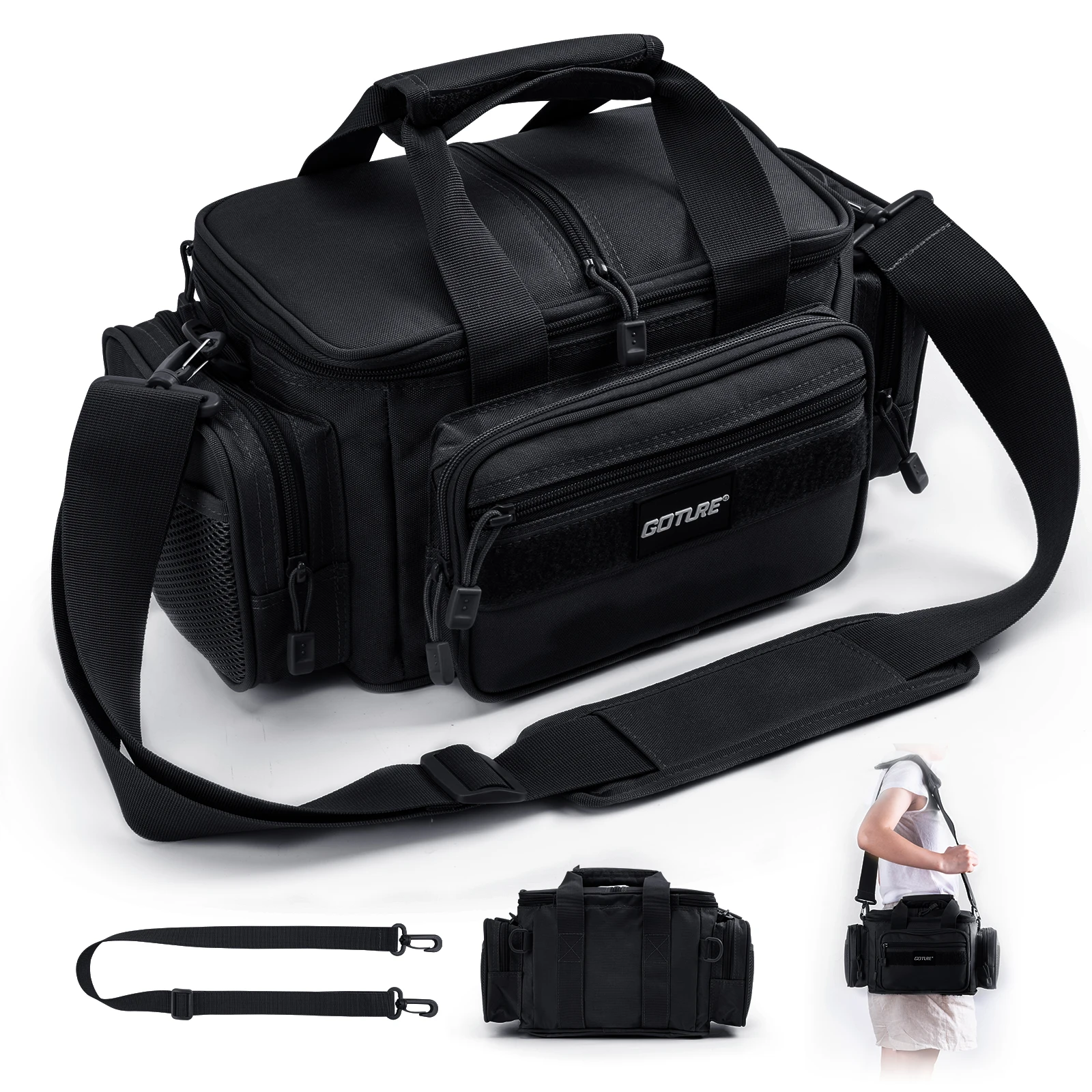 Goture Fishing Tackle Bags 38*23*19cm Shoulder Bag High Capacity 600D Oxford Cloth Outdoor Cycling Backpack Camping Picnic Bag