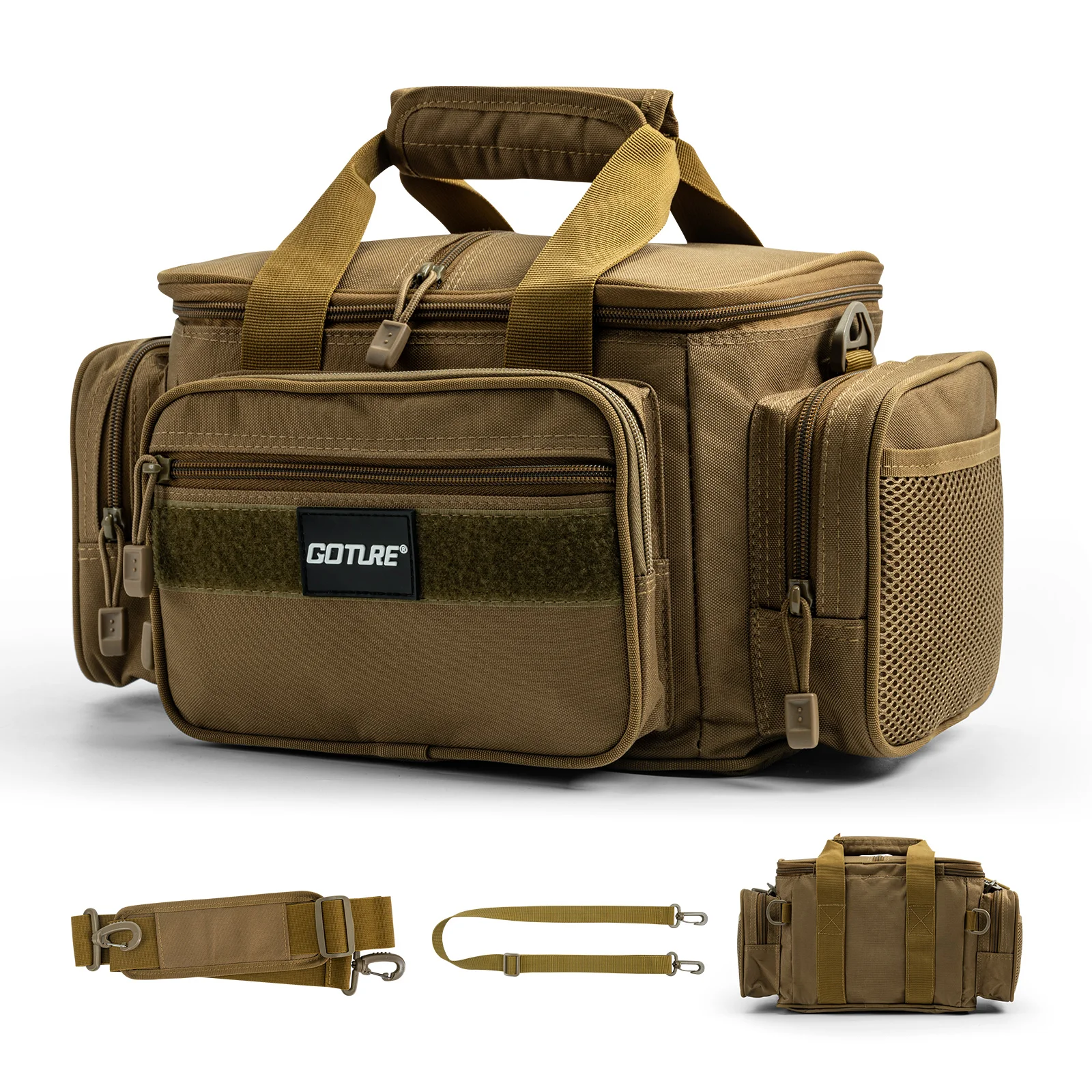 Goture Fishing Tackle Bags 38*23*19cm Shoulder Bag High Capacity 600D Oxford Cloth Outdoor Cycling Backpack Camping Picnic Bag