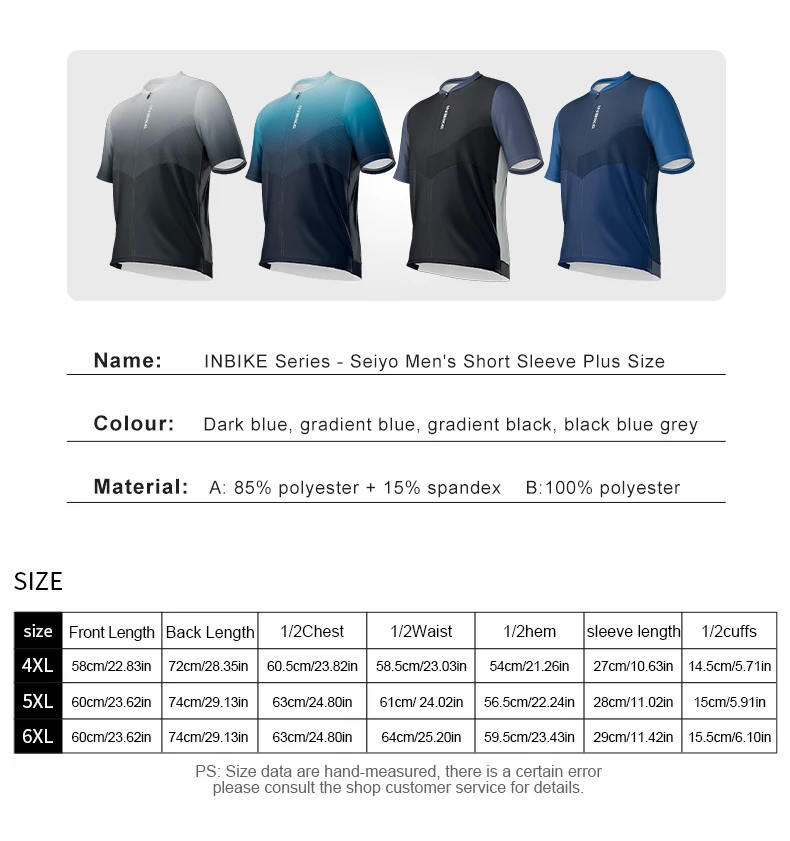 NBIKE Cycling Bike Jersey Mens Plus Size Short Sleeve Quick Dry with 3 Rear Pockets Moisture Wicking Full Zipper MTB Bike Shirt