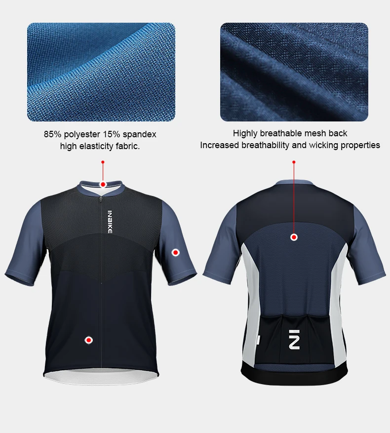 NBIKE Cycling Bike Jersey Mens Plus Size Short Sleeve Quick Dry with 3 Rear Pockets Moisture Wicking Full Zipper MTB Bike Shirt