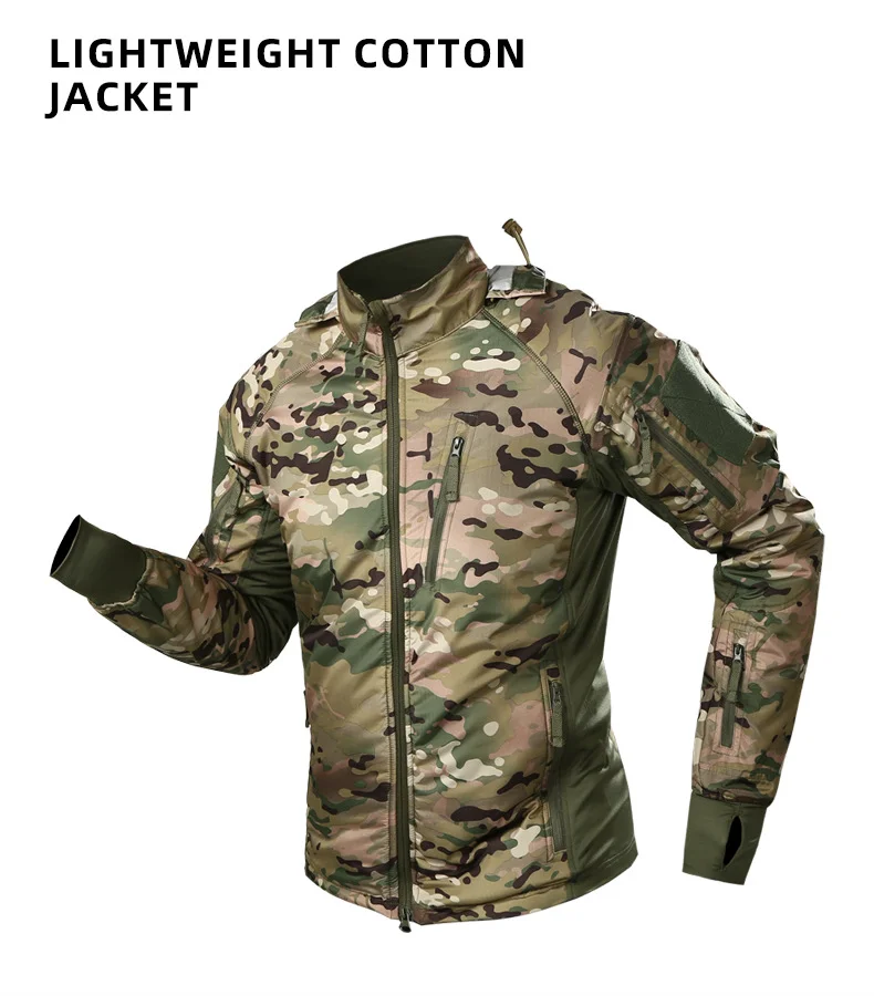 Outdoor Waterproof Camouflage Tactical Jacket Men Autumn Winter Thin Warm Fleece Hooded Coat Windbreaker Hiking Bomber Jackets