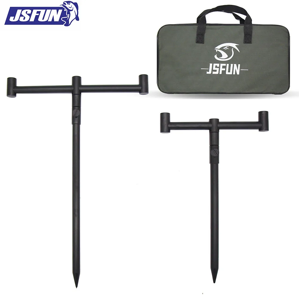 JSFUN Carp Fishing Tackle Rod Pod Set With Bag 2 Set Bank Sticks 2/3 Head Rod Buzz Bars Fishing Rod Holder Set