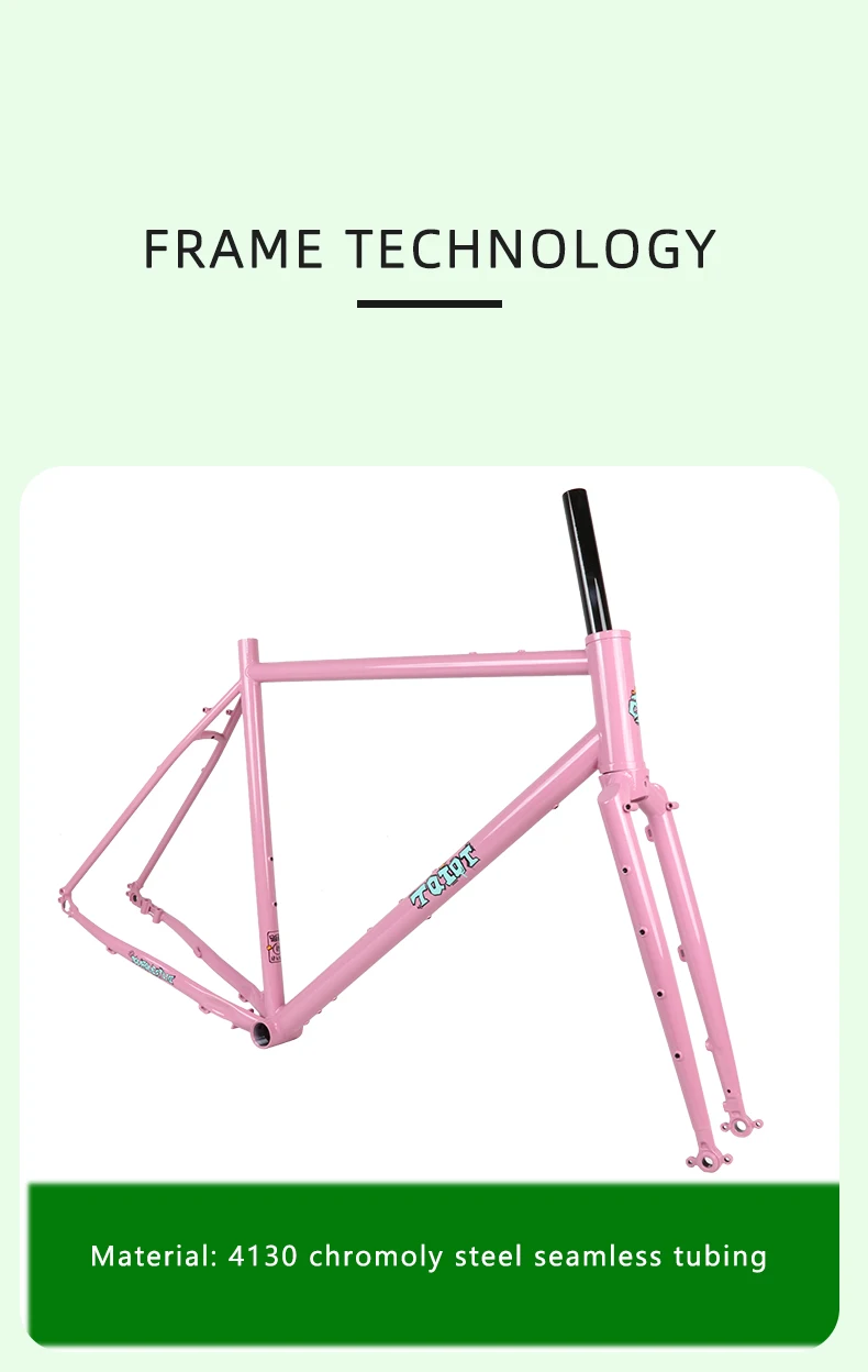 TQIQT Gravel Frame 700C Road Rack Off-Road Bicycle Rack 4130 Chromium Molybdenum Steel Barrel Shaft Disc Brake Frame Bike Part