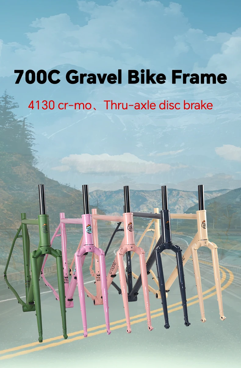TQIQT Gravel Frame 700C Road Rack Off-Road Bicycle Rack 4130 Chromium Molybdenum Steel Barrel Shaft Disc Brake Frame Bike Part