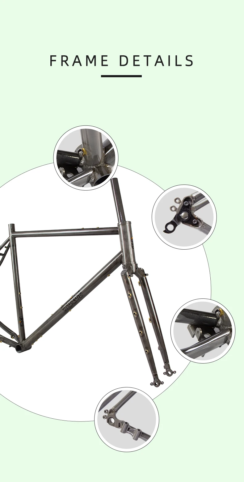 TQIQT Gravel Frame 700C Road Rack Off-Road Bicycle Rack 4130 Chromium Molybdenum Steel Barrel Shaft Disc Brake Frame Bike Part