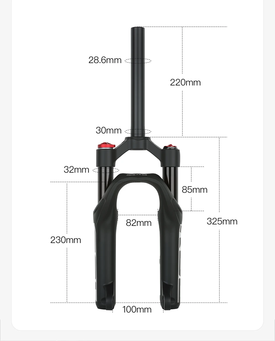 BOLANY Bicycle 16-inch Air Fork Children's Mountain Bike Suspension Fork Straight Tube 85mm Travel 9x100mm QR for MTB/Kids Bike