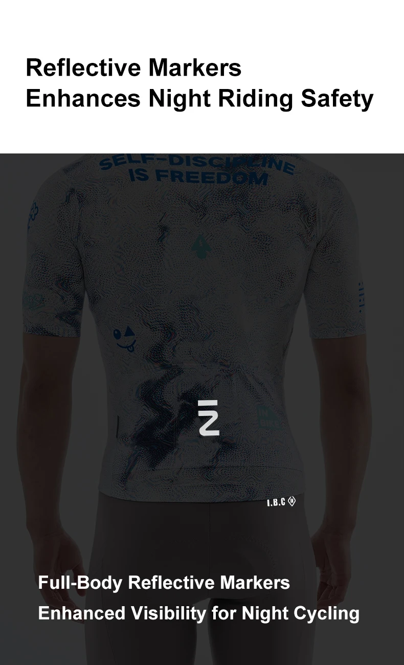 INBIKE New Men Short Sleeve Cycling Jersey Spring Summer Sweat Wicking Breathable Road Bike Clothing with Reflective Logo Design