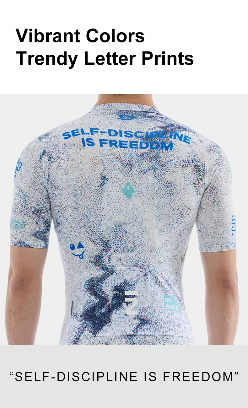 INBIKE New Men Short Sleeve Cycling Jersey Spring Summer Sweat Wicking Breathable Road Bike Clothing with Reflective Logo Design