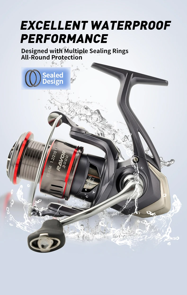 Johncoo Ravor Spinning Fishing Reel 1000-4000 Size Max Drag 12kg Spinning Reel Carbon Body Lightweight Fishing Gear for Anglers