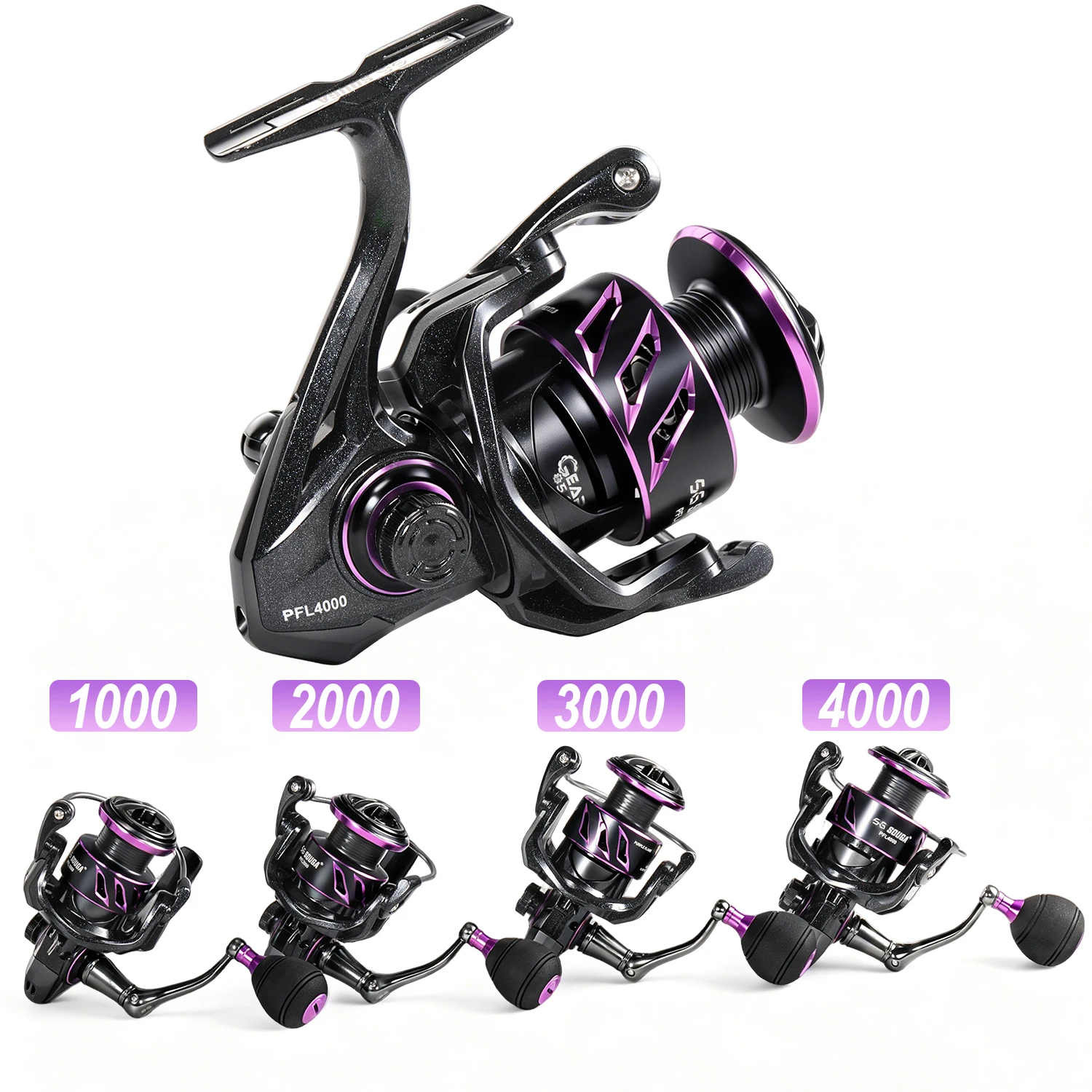 Sougayilang Spinning Reel 1000~4000 Serie 5.2:1Gear Ratio 12kg Max Drag CNC Aluminum Spool Fishing Reel for Freshwater Saltwater