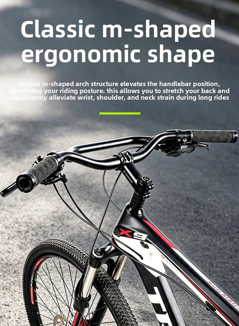 Mountain bike M handle 31.8mm aluminum alloy swallow handle 640mm welded extension frame horizontal handle accessories Handlebar