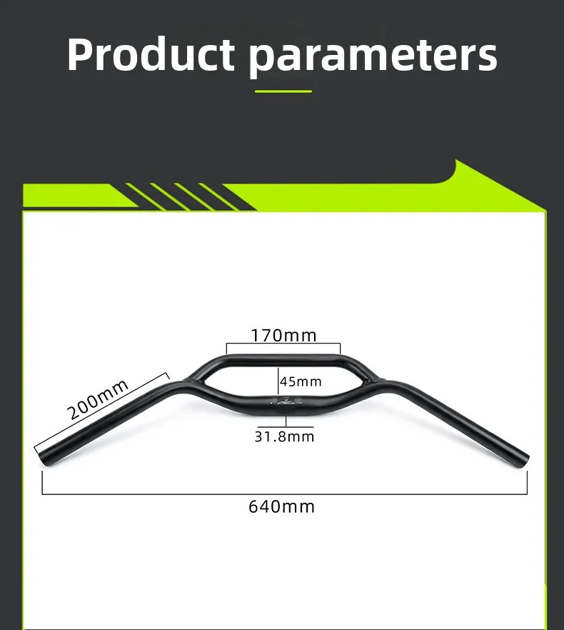 Mountain bike M handle 31.8mm aluminum alloy swallow handle 640mm welded extension frame horizontal handle accessories Handlebar