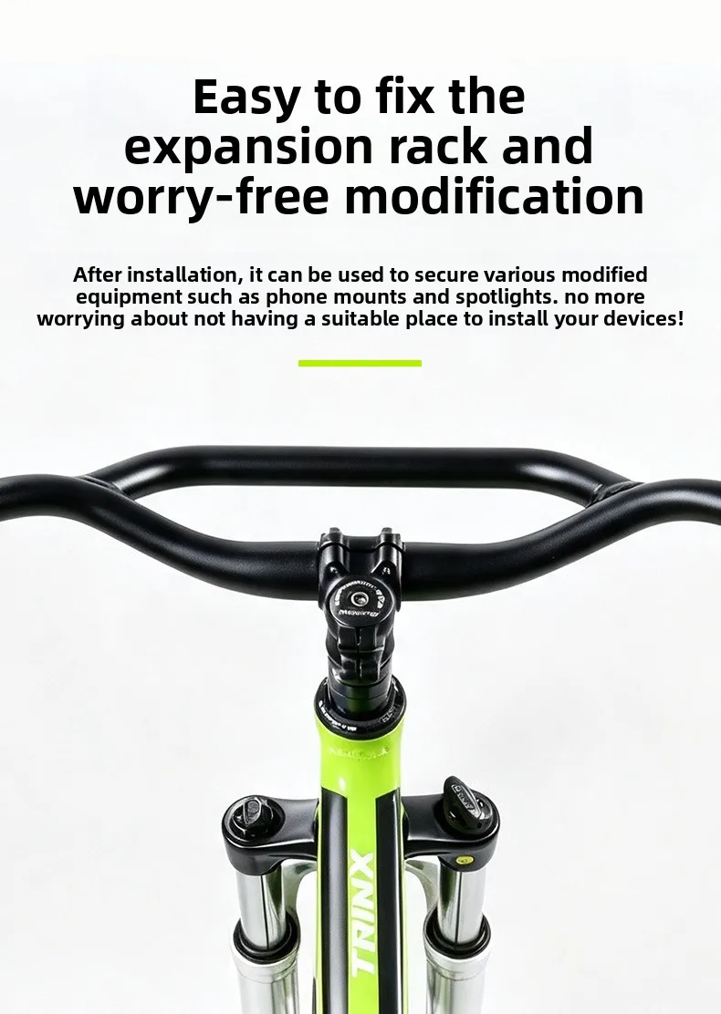 Mountain bike M handle 31.8mm aluminum alloy swallow handle 640mm welded extension frame horizontal handle accessories Handlebar