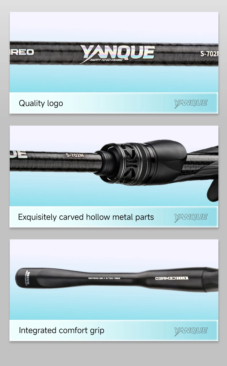 CEMREO Lure Fishing Rod 1.8m/1.98m/2.1m/2.4m Spinning/Casting Fishing Rod Light Weight Rod for Fishing Model:YANQUE-LY