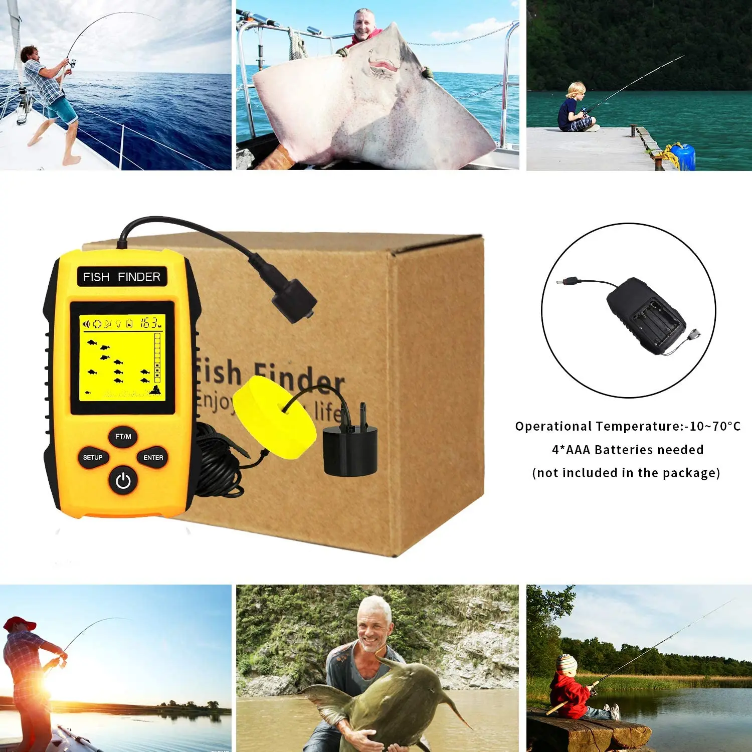 2023new smart Fish Finder Sonar Fishing Alert Fish Finder Underwater Echo Sounder Fishing Detector Portable
