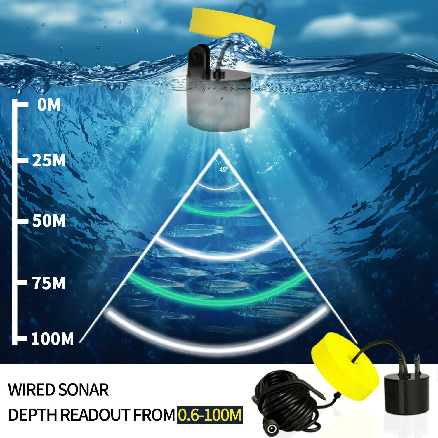 2023new smart Fish Finder Sonar Fishing Alert Fish Finder Underwater Echo Sounder Fishing Detector Portable