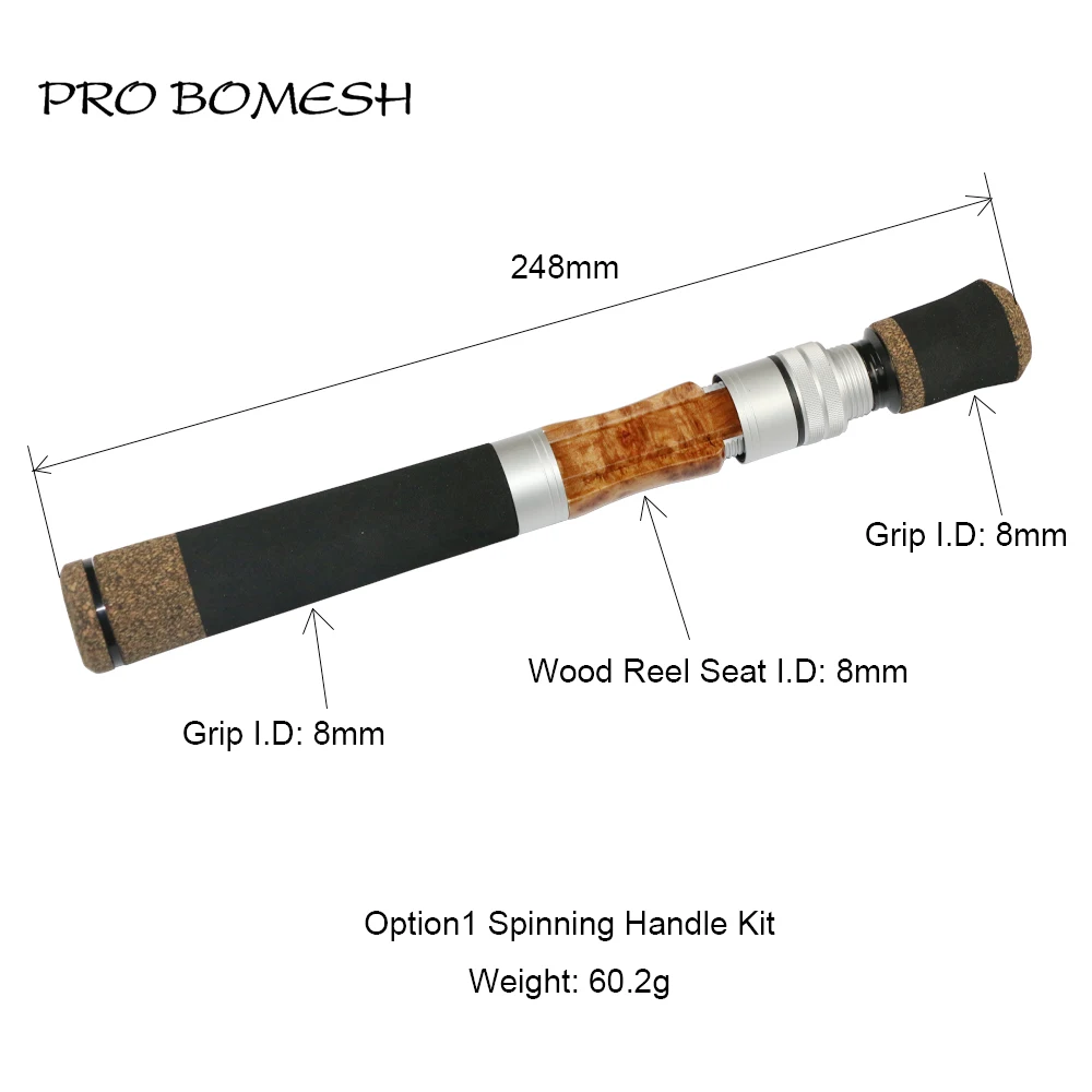 Pro Bomesh EVA Handle Wood Spinning Casting Reel Seat Handle Kit DIY Trout Fishing Rod Building Component Repair Accessory