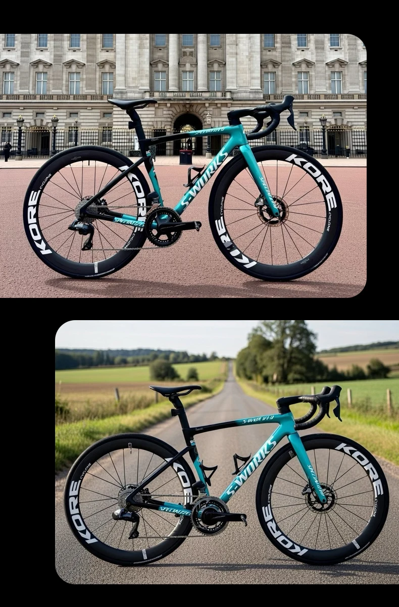 KORE CYCLONE Carbon Spoke Wheelset-50mm-T1000 Carbon Rims 36T/60T Ratchet Hub XDR/HG 700C Design for Ultra-Light Road Racing
