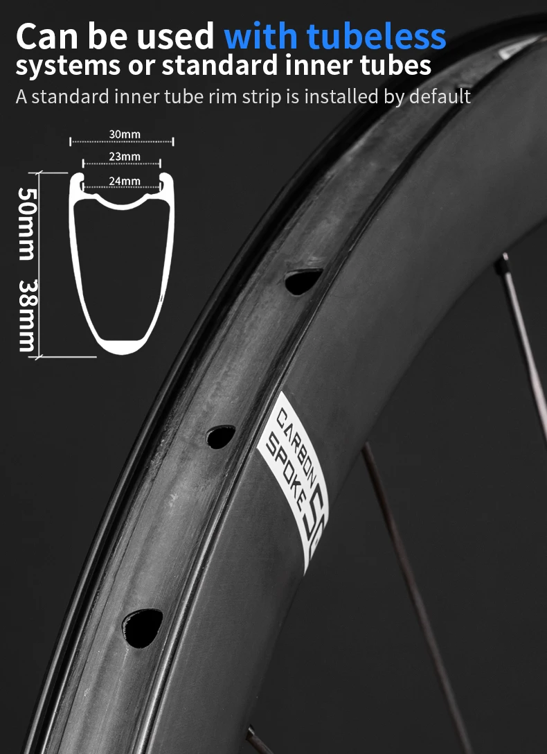 KORE CYCLONE Carbon Spoke Wheelset-50mm-T1000 Carbon Rims 36T/60T Ratchet Hub XDR/HG 700C Design for Ultra-Light Road Racing