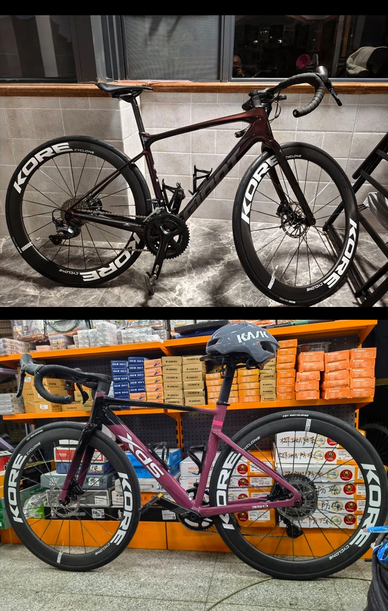 KORE CYCLONE Carbon Spoke Wheelset-50mm-T1000 Carbon Rims 36T/60T Ratchet Hub XDR/HG 700C Design for Ultra-Light Road Racing