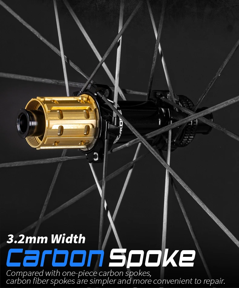 KORE CYCLONE Carbon Spoke Wheelset-50mm-T1000 Carbon Rims 36T/60T Ratchet Hub XDR/HG 700C Design for Ultra-Light Road Racing