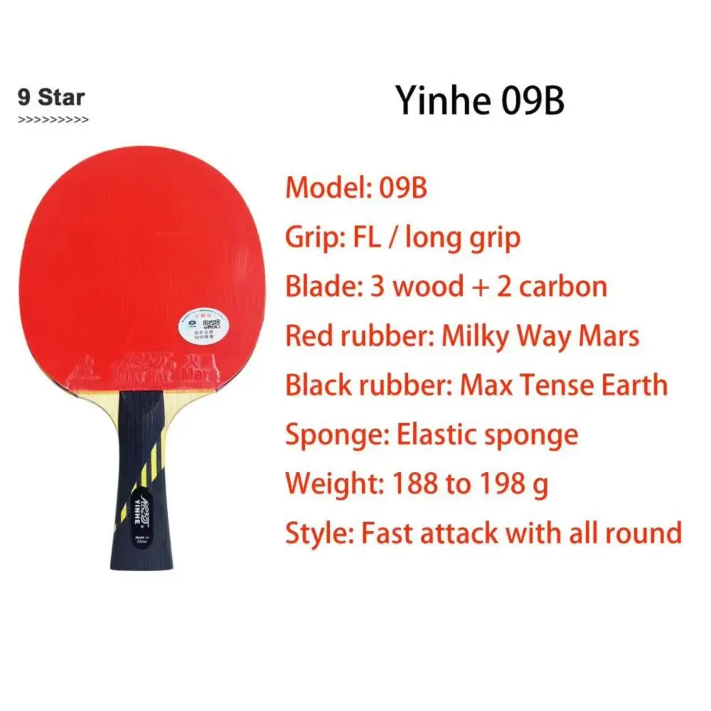 Professional Yinhe 9 Star Table Tennis Racket 09B Lightweight Elastic Carbon Offensive Ping Pong Paddle With ITTF Approved