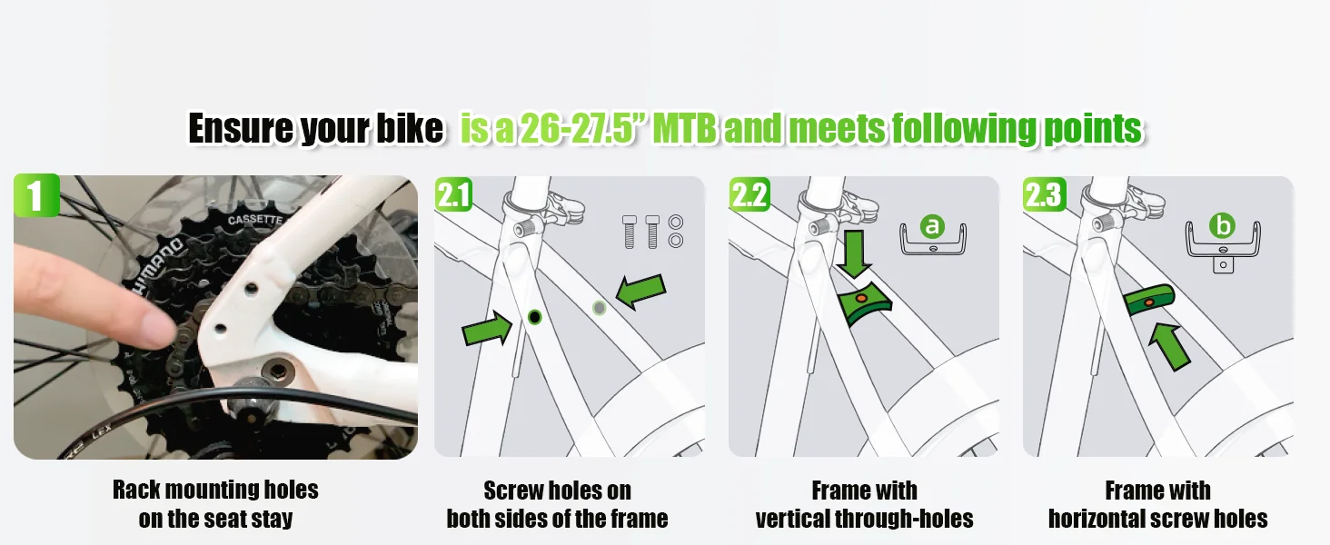 RBRL Bicycle Cargo Rack Rear Bike Rack 75kg Heavy Duty Aluminum Iron Rear Pannier Rack for 24" 26"27.5"/700C/29" MTB City Bikes