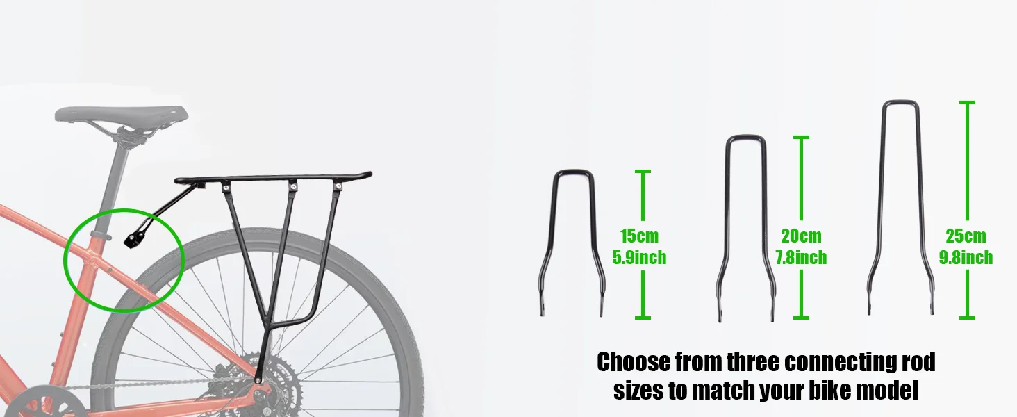 RBRL Bicycle Cargo Rack Rear Bike Rack 75kg Heavy Duty Aluminum Iron Rear Pannier Rack for 24" 26"27.5"/700C/29" MTB City Bikes
