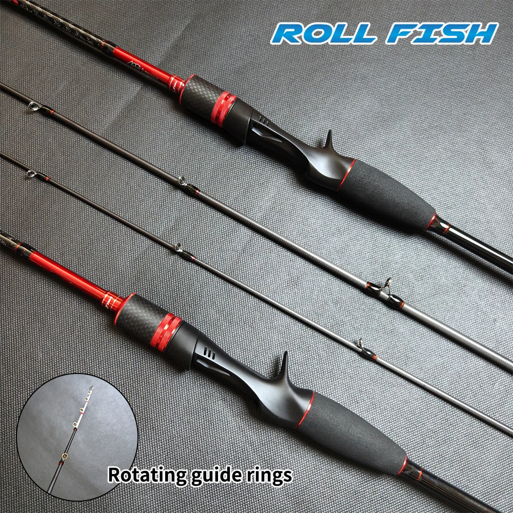 ROLLFISH Carbon Fiber Solid Tip Rod – High Sensitivity Saltwater Jigging Pole for Octopus/Squid 1.98m/2m