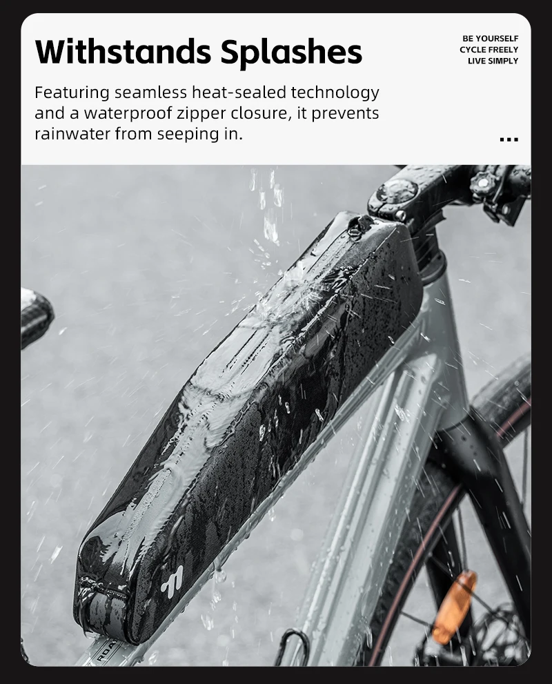WEST BIKING Extended Bicycle Top Tube Bag 1.9L Narrow Cycling Front Frame Bag Screw&Strap Mount Waterproof BMX MTB Road Bike Bag