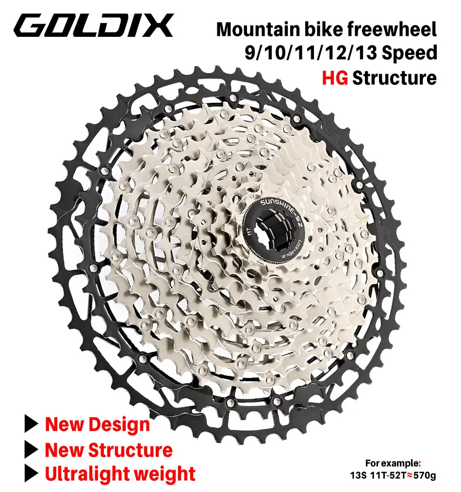 SUNSHINE Ultralight Bicycle Cassette Carbon Steel Material 9/10/11/12/13 Speed HG Structure Freewheel for Mountain Bike
