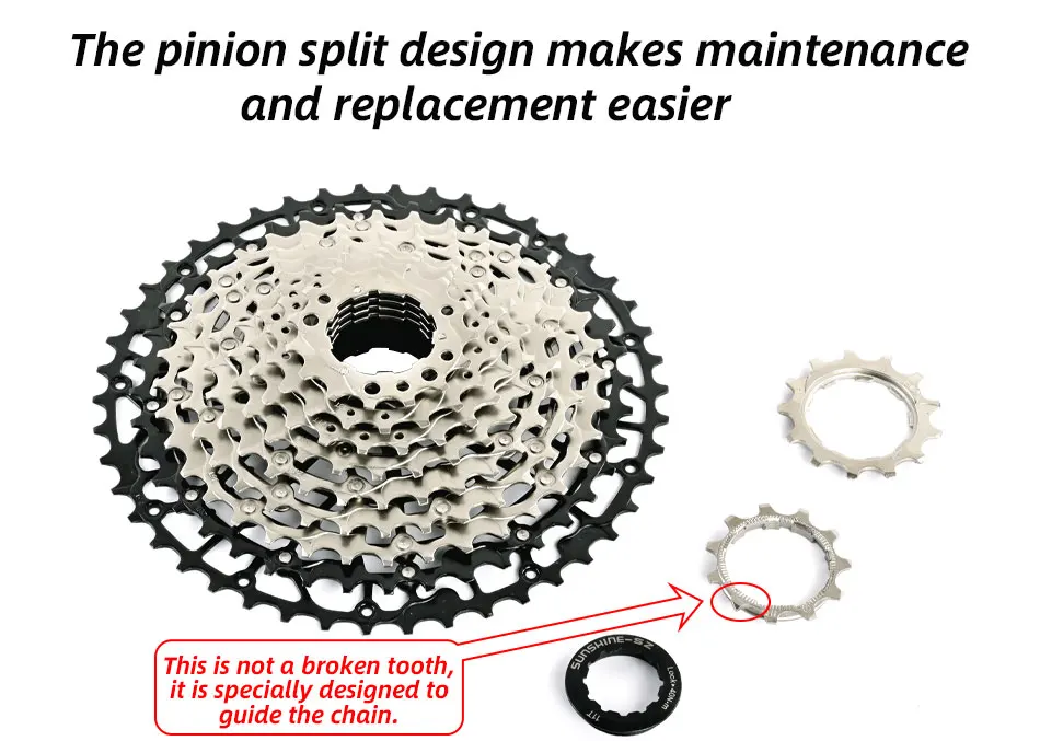 SUNSHINE Ultralight Bicycle Cassette Carbon Steel Material 9/10/11/12/13 Speed HG Structure Freewheel for Mountain Bike