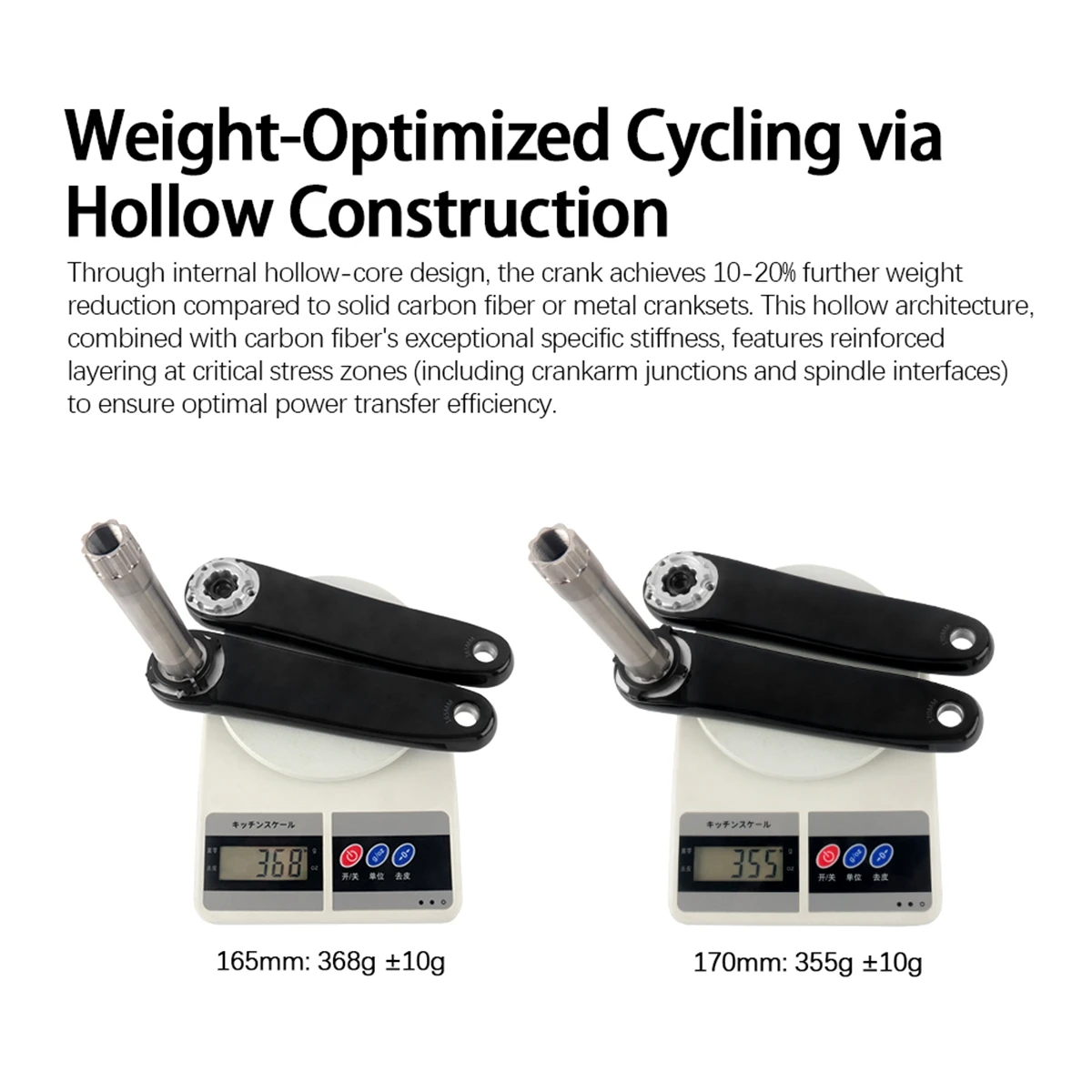 WUZEI MTB Carbon Fiber Crank 165 170 175mm Mountain Bicycle Crankset 24mm Ti AL-7075 Axle 3 Bolt Bike Sprocket for Shimano