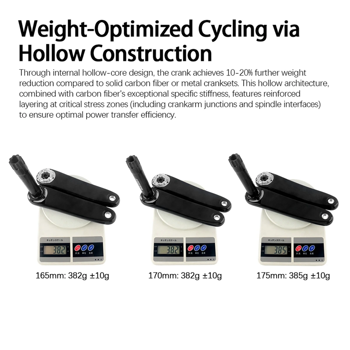 WUZEI MTB Carbon Fiber Crank 165 170 175mm Mountain Bicycle Crankset 24mm Ti AL-7075 Axle 3 Bolt Bike Sprocket for Shimano
