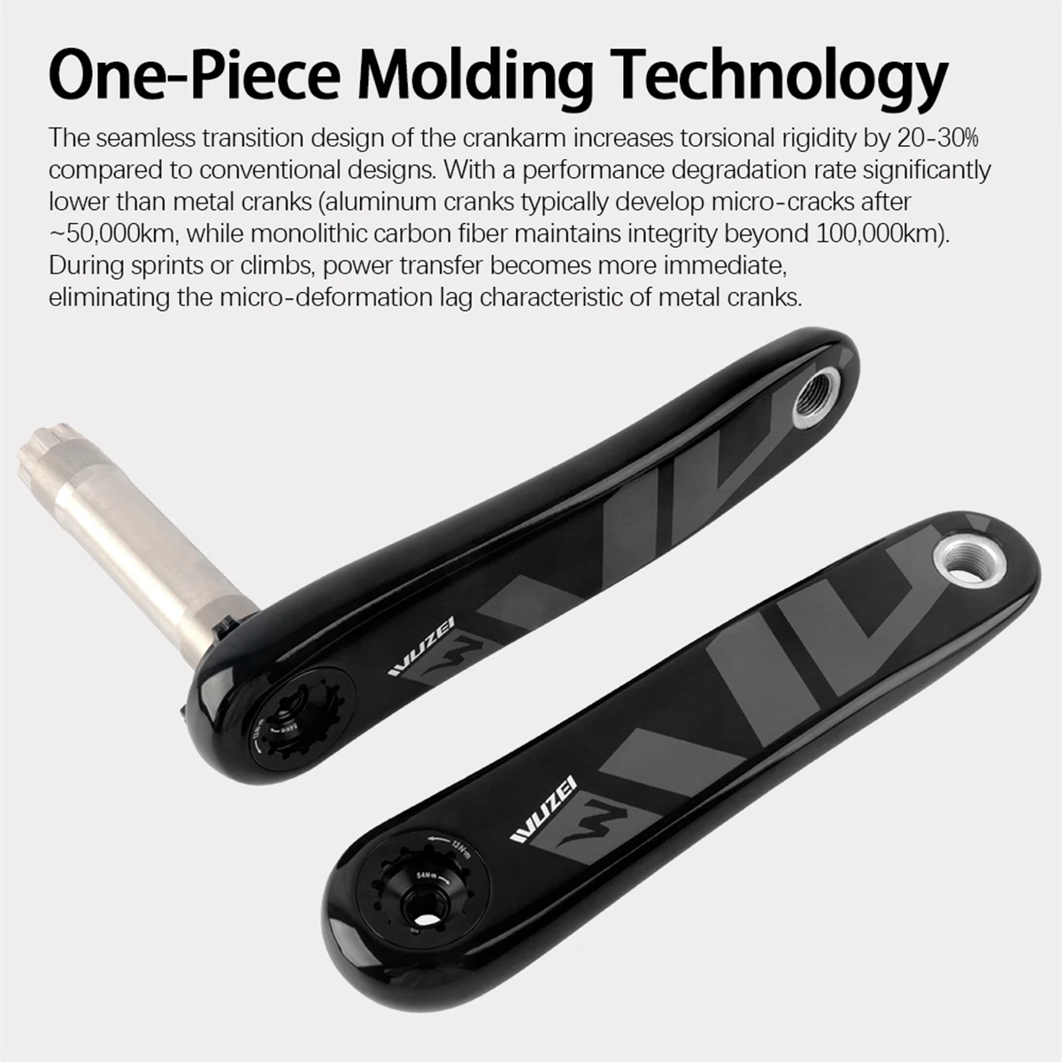 WUZEI MTB Carbon Fiber Crank 165 170 175mm Mountain Bicycle Crankset 24mm Ti AL-7075 Axle 3 Bolt Bike Sprocket for Shimano