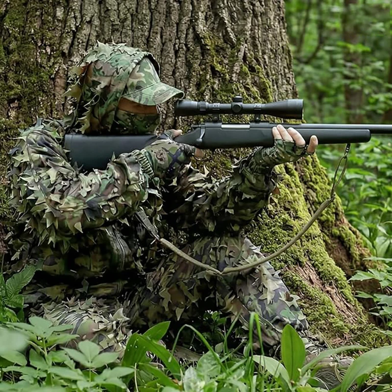 3D Leafy Camo Suit Hunting Camouflage Breathable Ghillie Suit Clothing Woodland Apparel for Hunting Airsoft Wildlife Photography