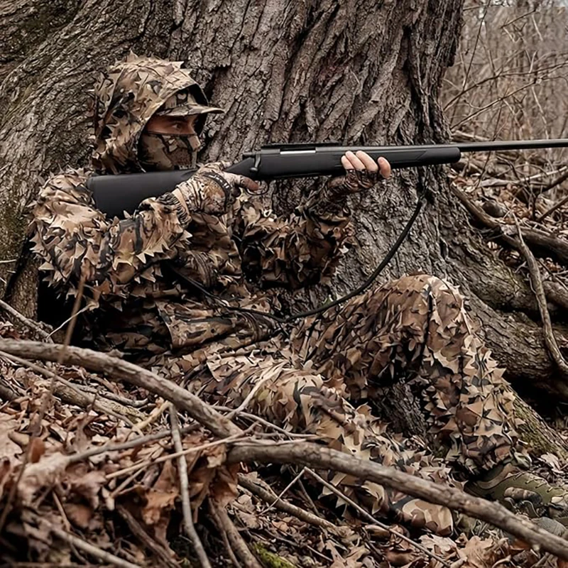 3D Leafy Camo Suit Hunting Camouflage Breathable Ghillie Suit Clothing Woodland Apparel for Hunting Airsoft Wildlife Photography