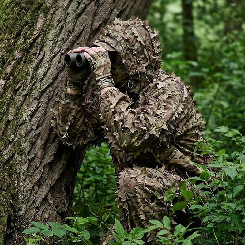 3D Leafy Camo Suit Hunting Camouflage Breathable Ghillie Suit Clothing Woodland Apparel for Hunting Airsoft Wildlife Photography