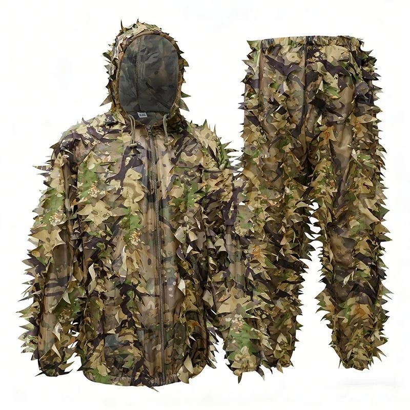 3D Leafy Camo Suit Hunting Camouflage Breathable Ghillie Suit Clothing Woodland Apparel for Hunting Airsoft Wildlife Photography