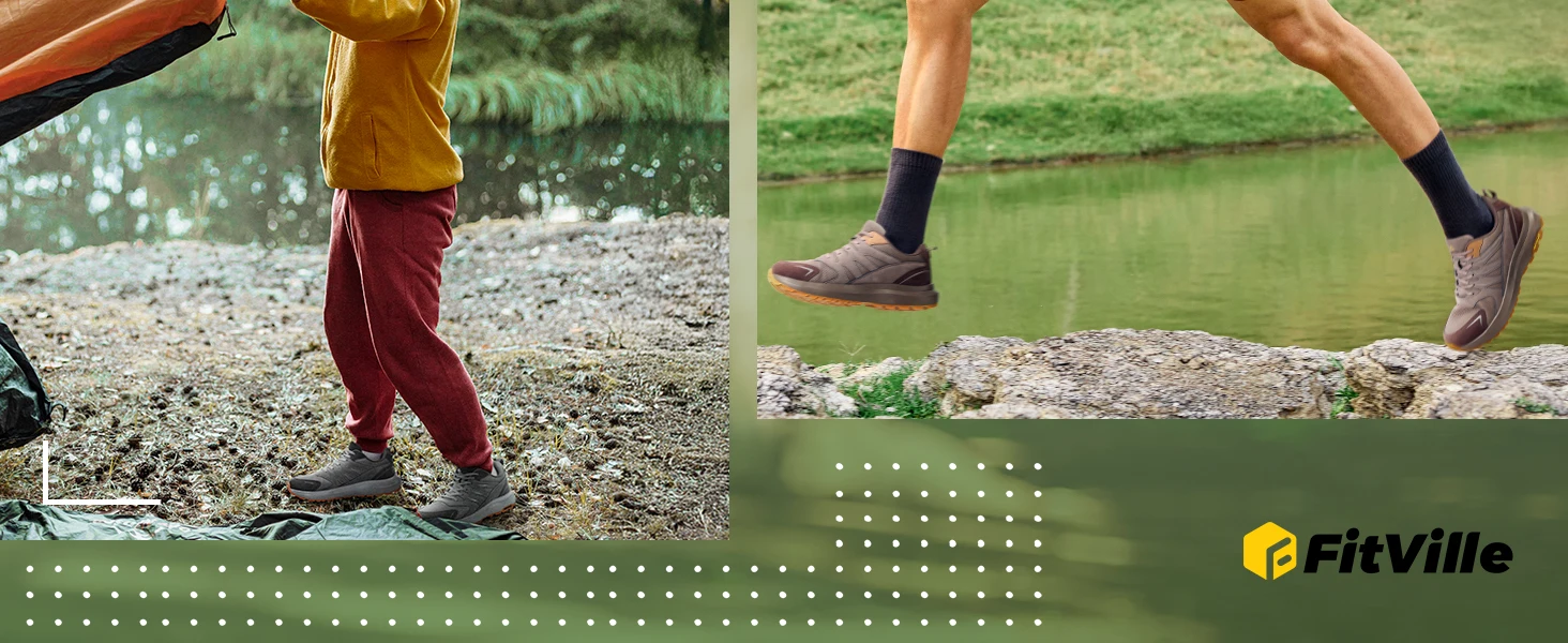 Fitville Outdoor Hiking Shoes Water-Resistant Extra Wide Trekking Climbing Shoes For Men Heigh Rebound Cushioning Sneakers